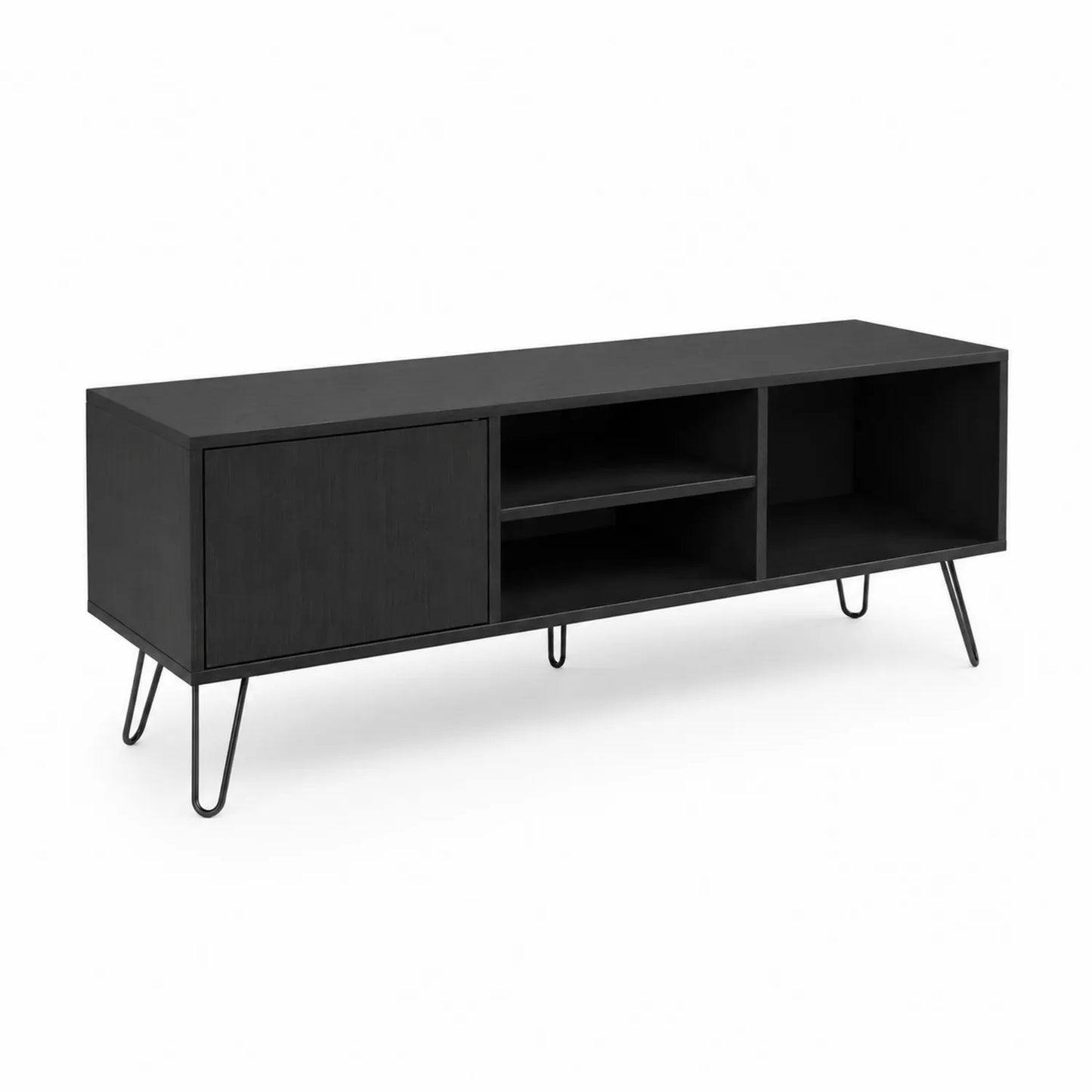 Meuble TV Noir 120 cm Bois Métal