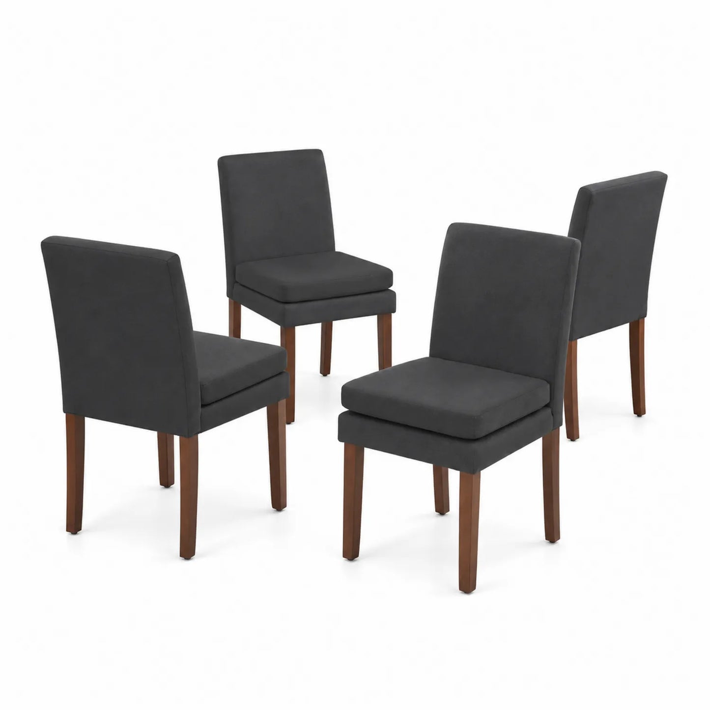 Lot de 4 chaises de salle à manger en tissu avec pieds en bois