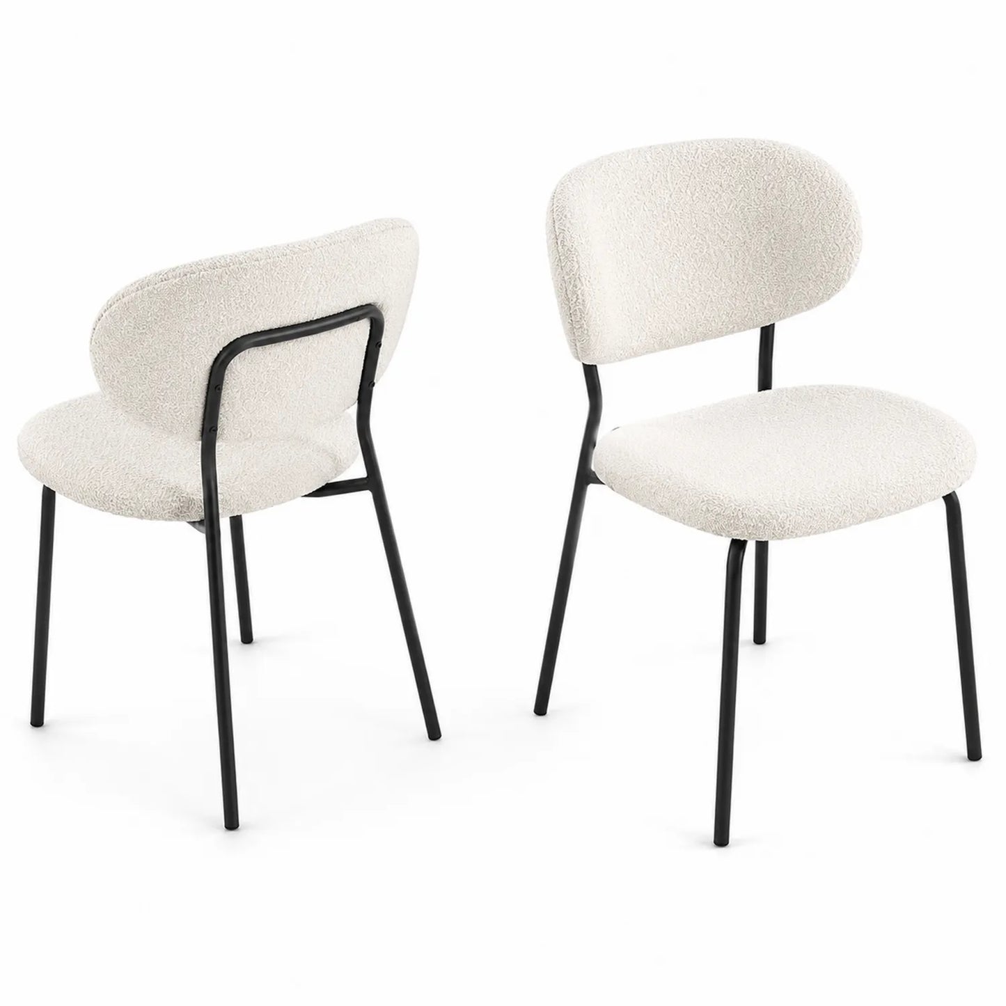Ensemble de chaises en tissu blanc et métal