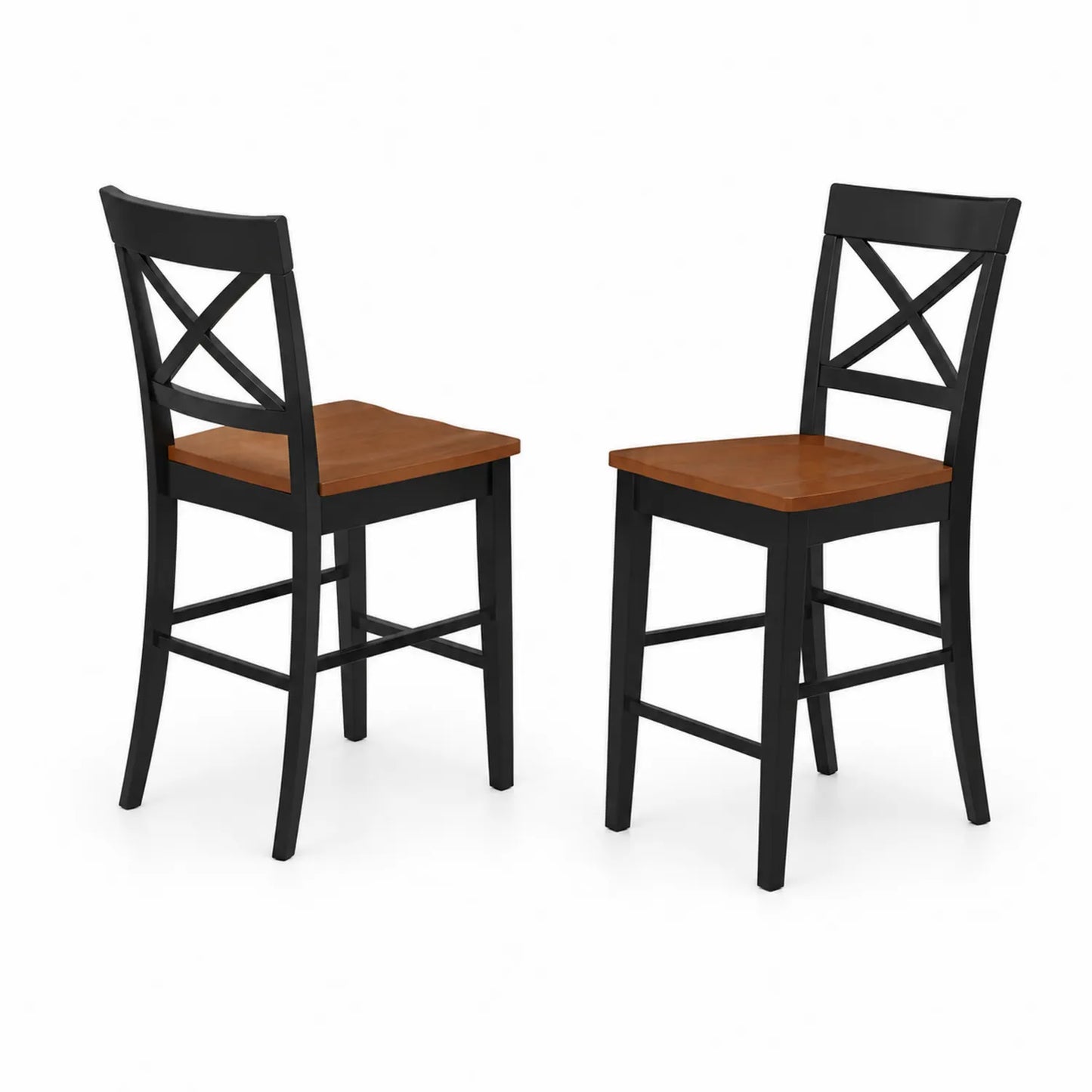 Ensemble de 2 chaises de bar en bois Noir et Noyer