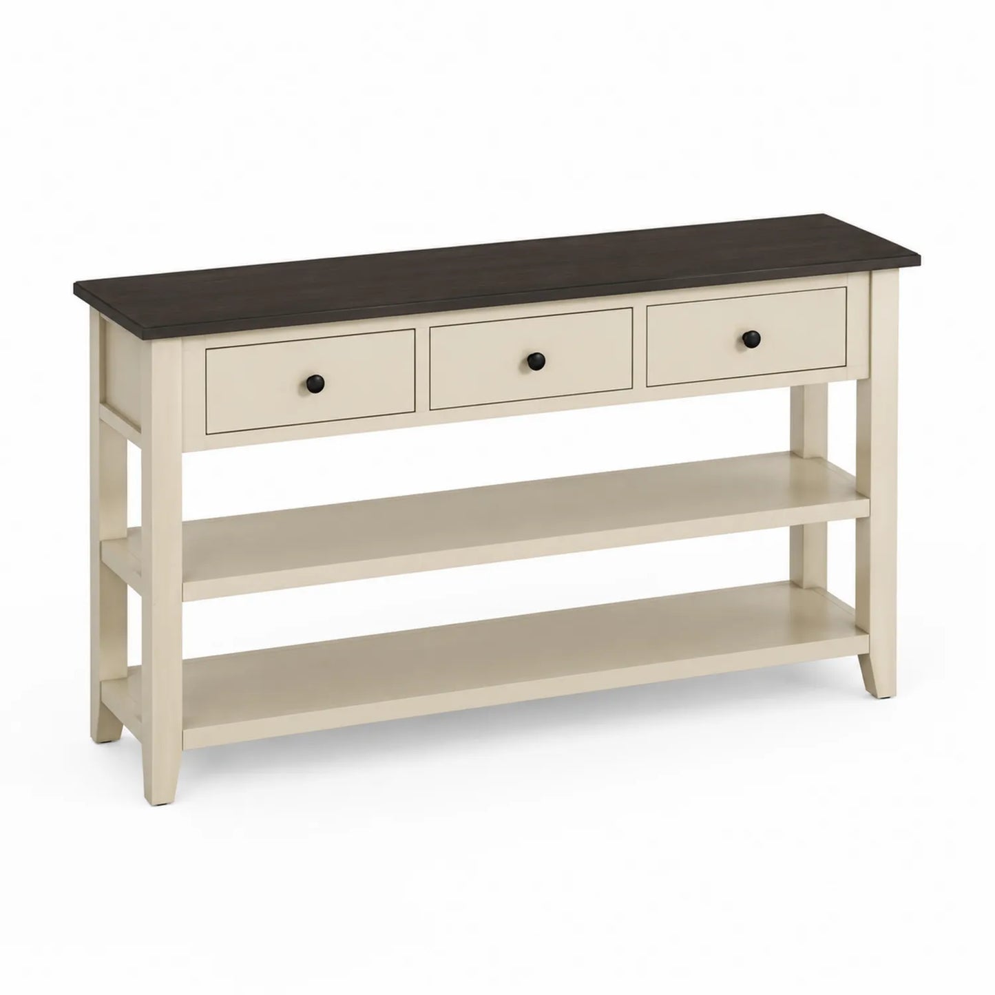 Console en bois avec tiroirs et plateau marron foncé