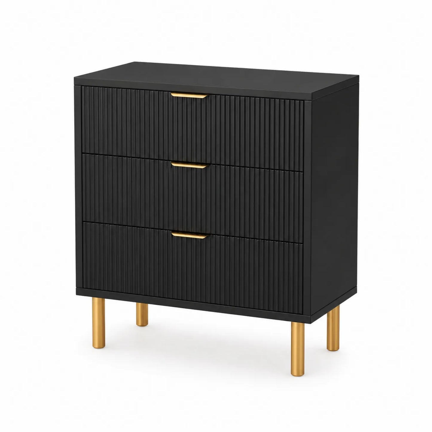 Commode 3 tiroirs en MDF et Bois Noir