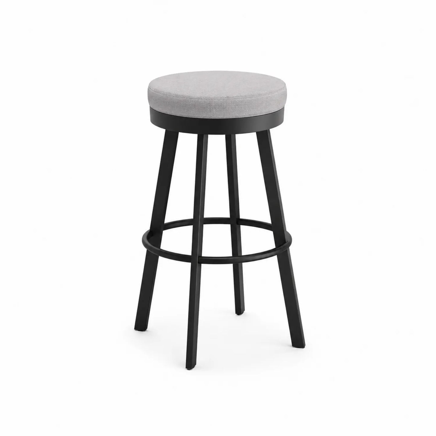 Tabouret en métal noir et tissu gris