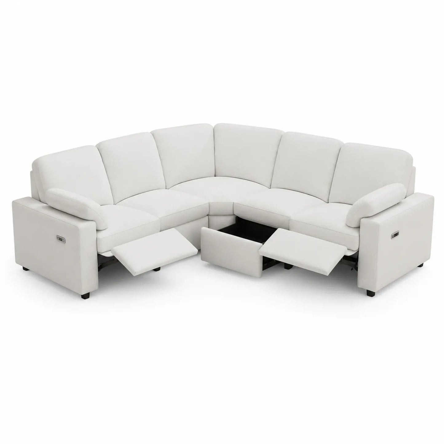 Canapé d'angle en cuir synthétique avec repose-pieds