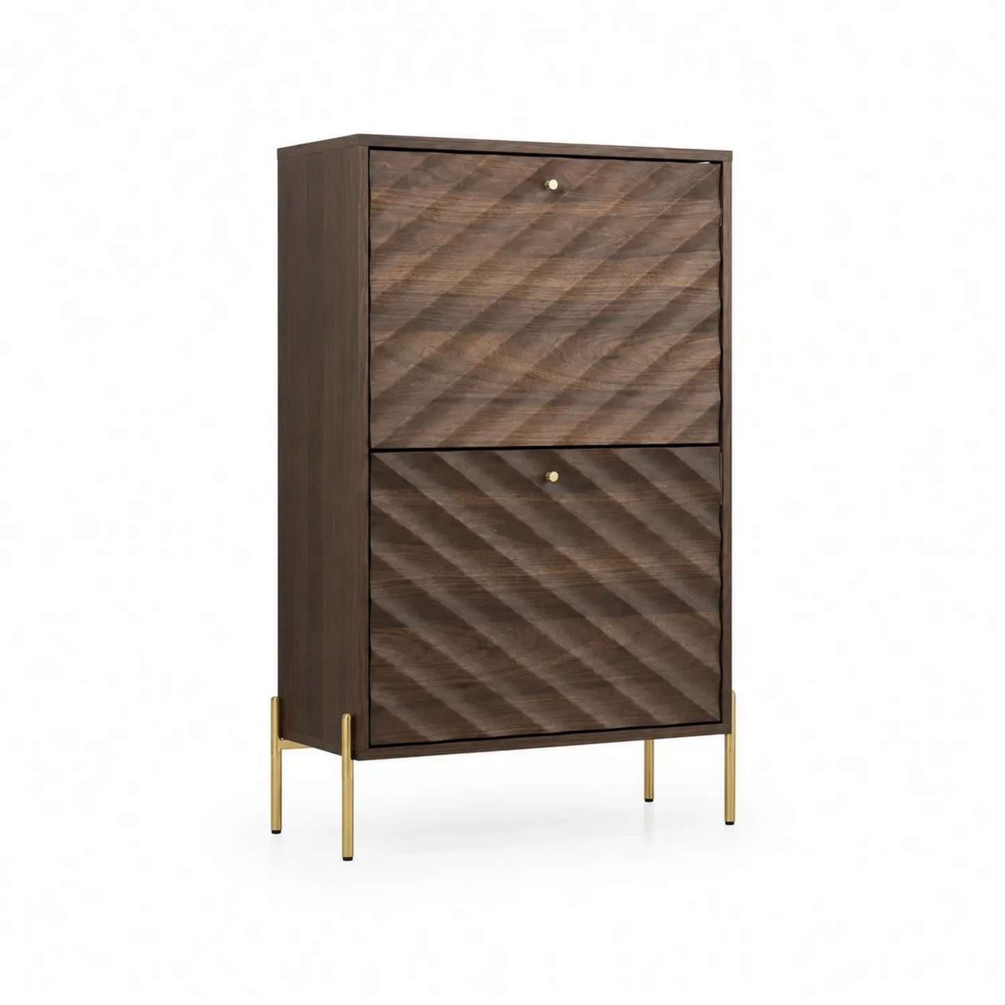Armoire en bois avec pieds en métal doré