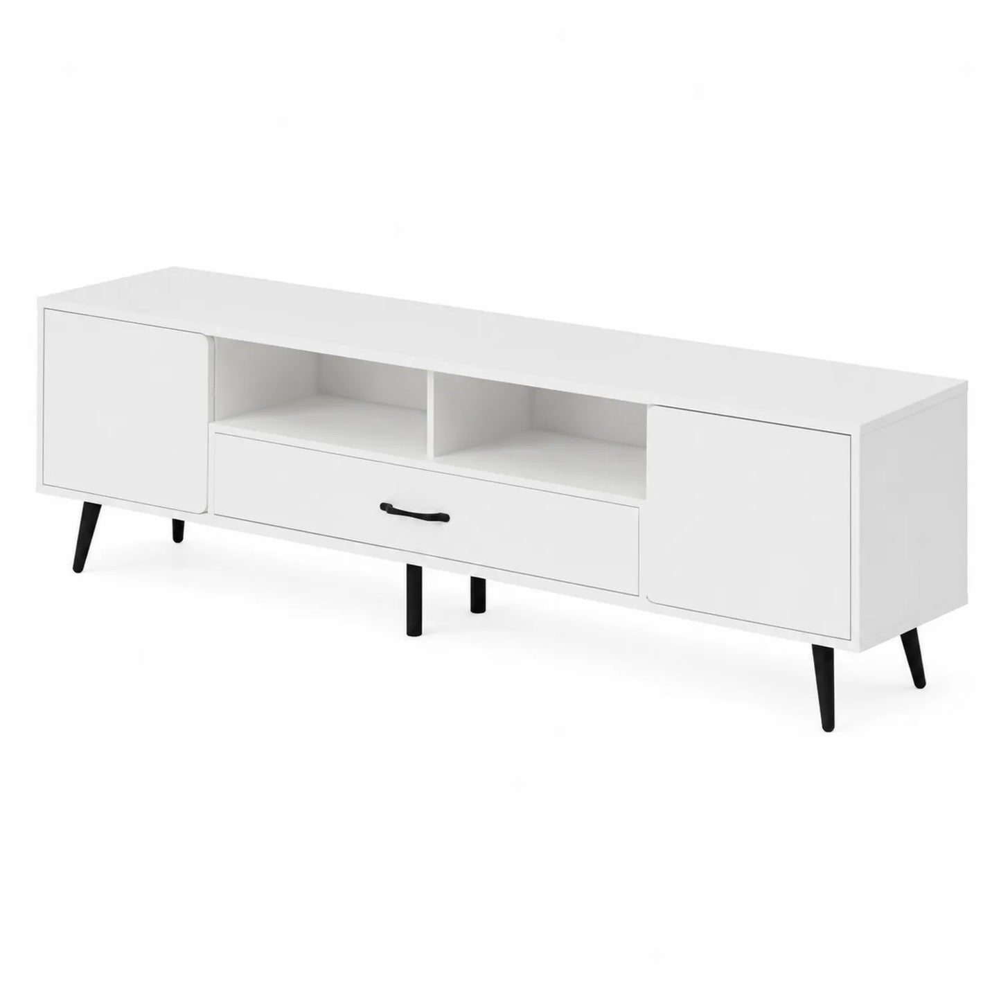 Meuble TV en bois MDF avec tiroir et rangements 150x40x45 cm