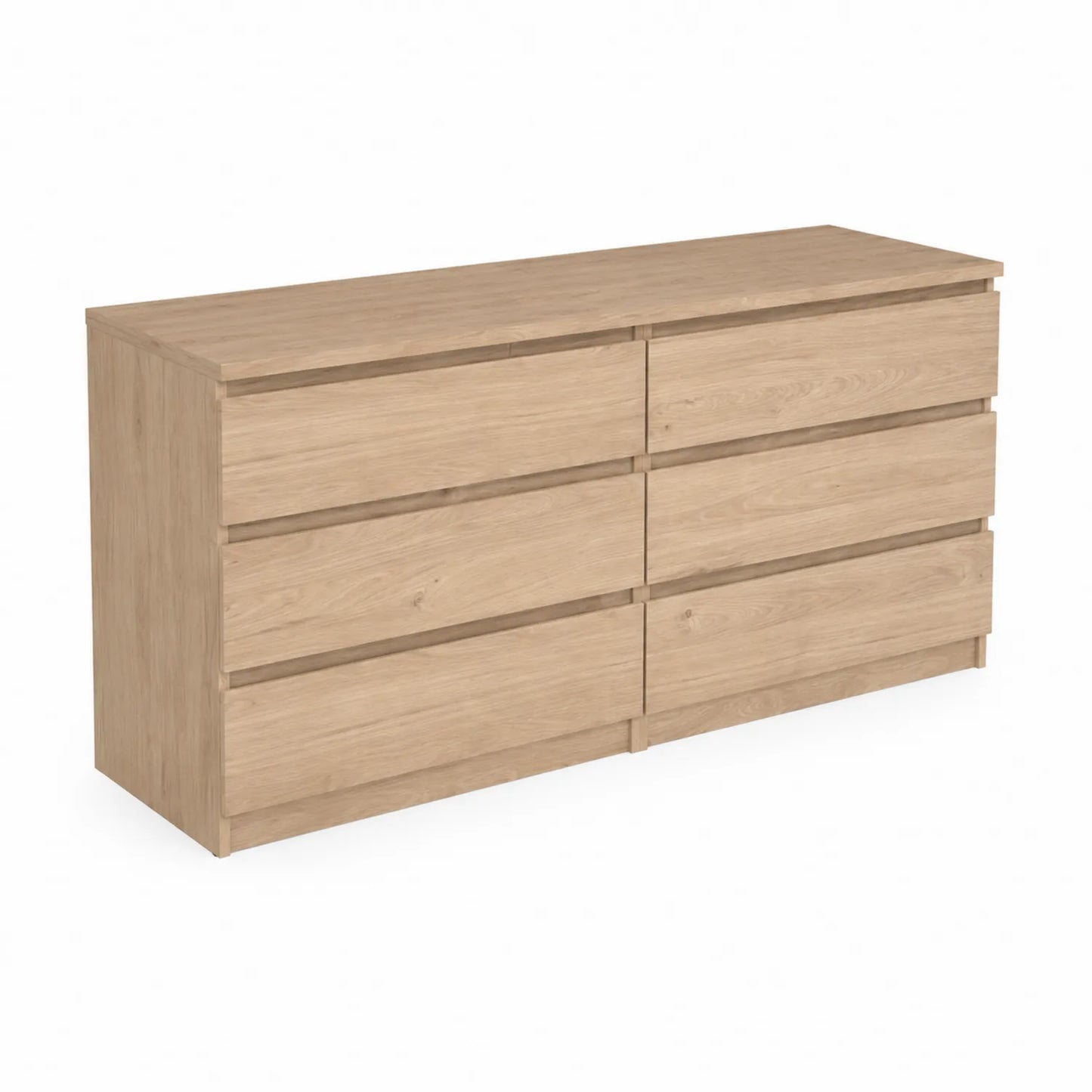 Commode en bois de chêne clair avec 6 tiroirs 120x40x78 cm