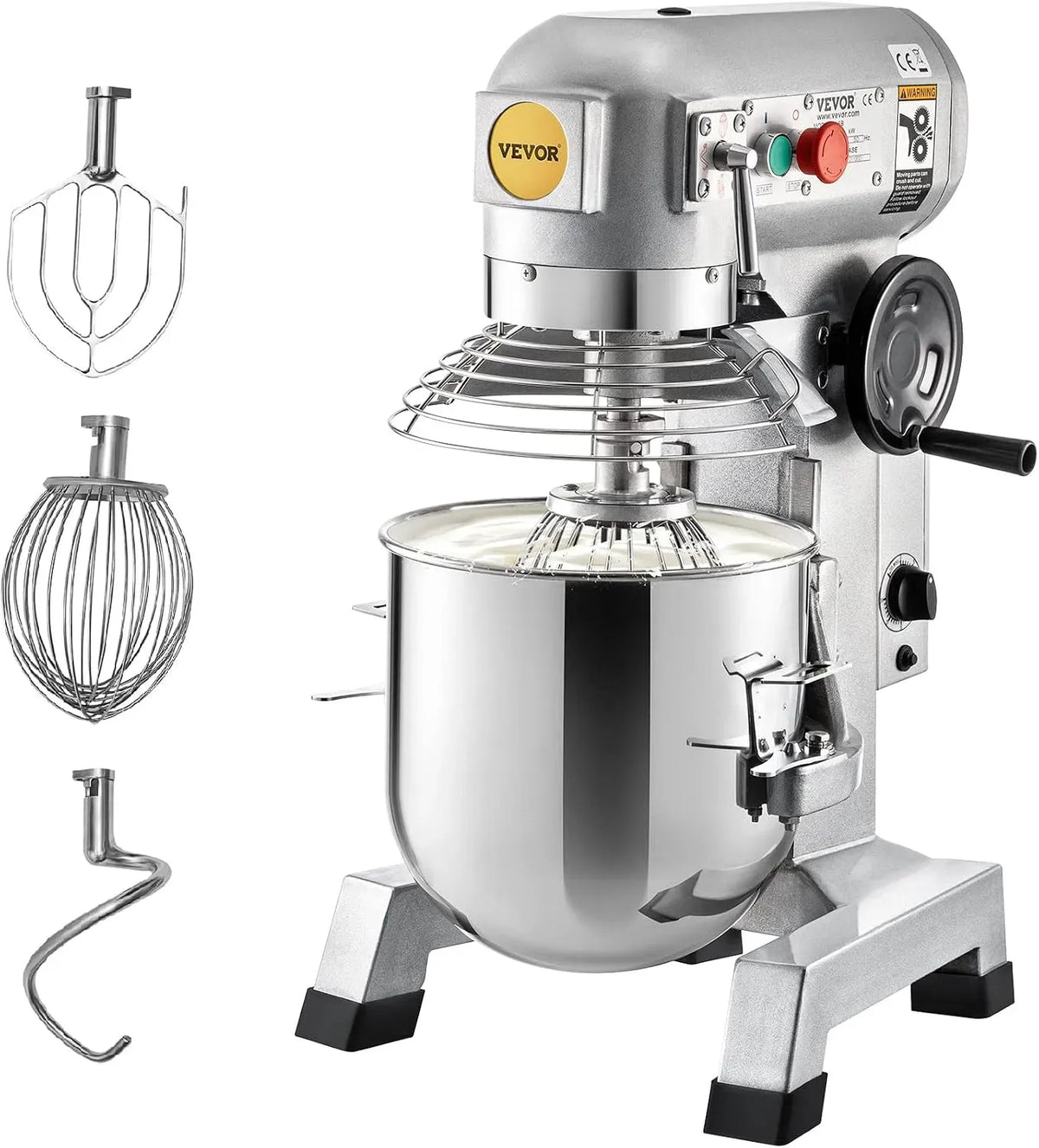 VEVOR Robot de cuisine, 14 L, 500 W, 3 vitesses, acier inoxydable