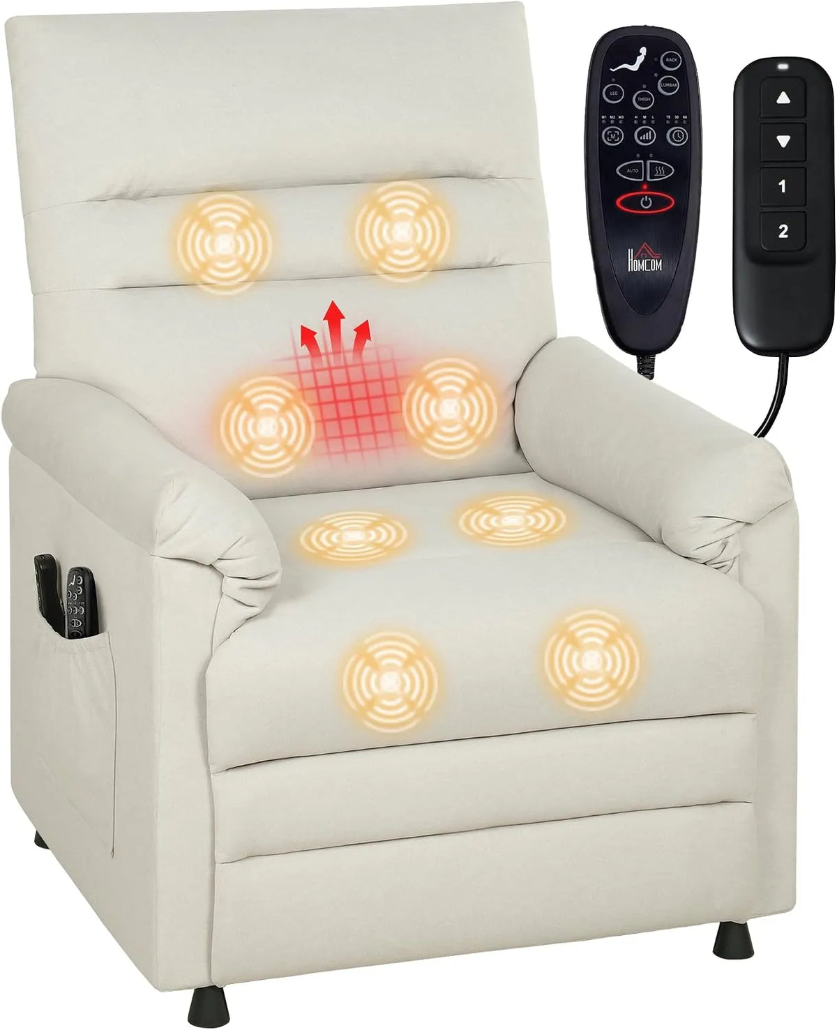 Fauteuil relaxant avec massage, HOMCOM, fonction chauffante, Fauteuil Relax Électrique Massant et Chauffant