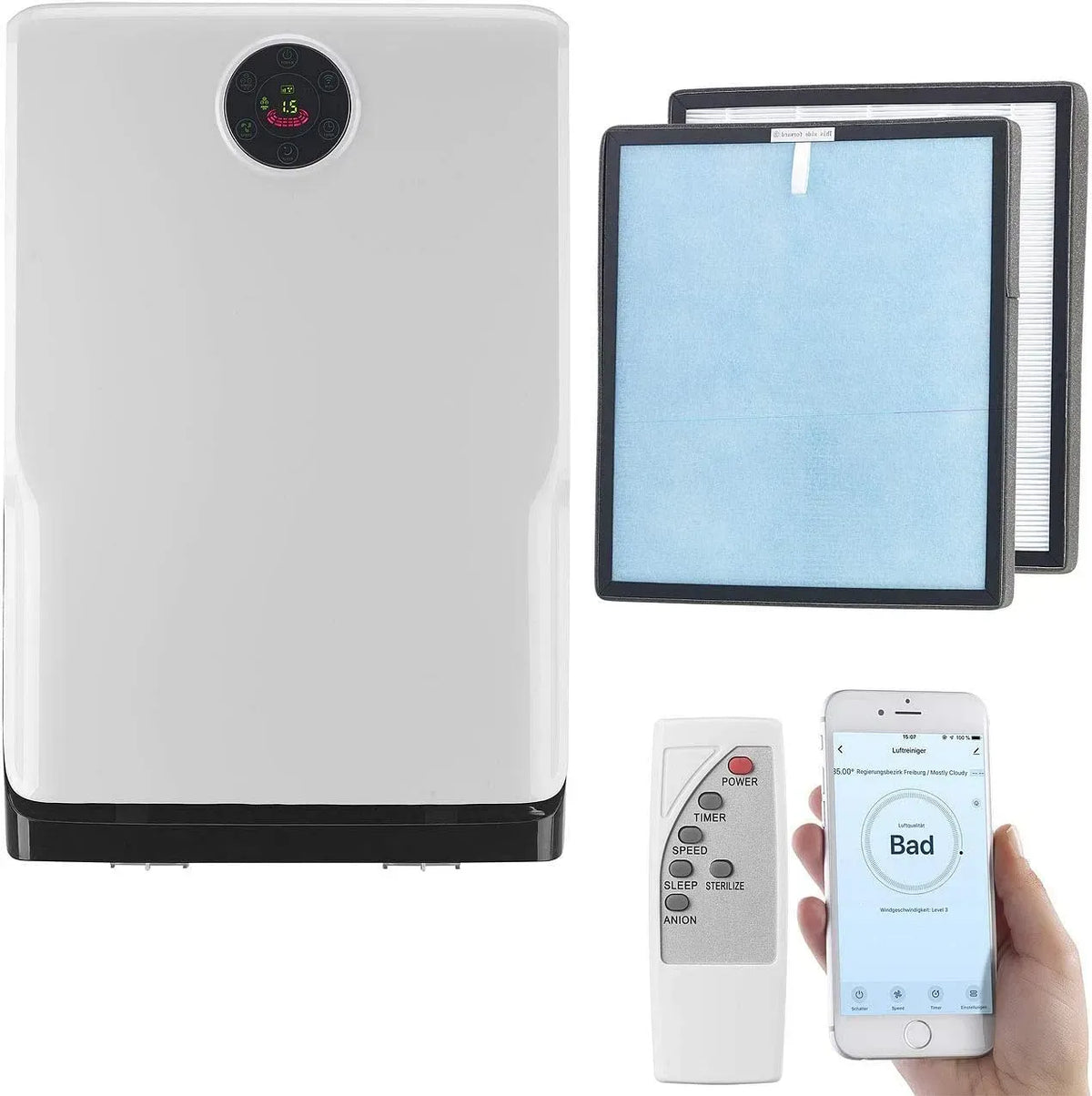 H13 filtre, Wi-Fi, 6 niveaux, Purificateur d'air à UV à 6 niveaux
