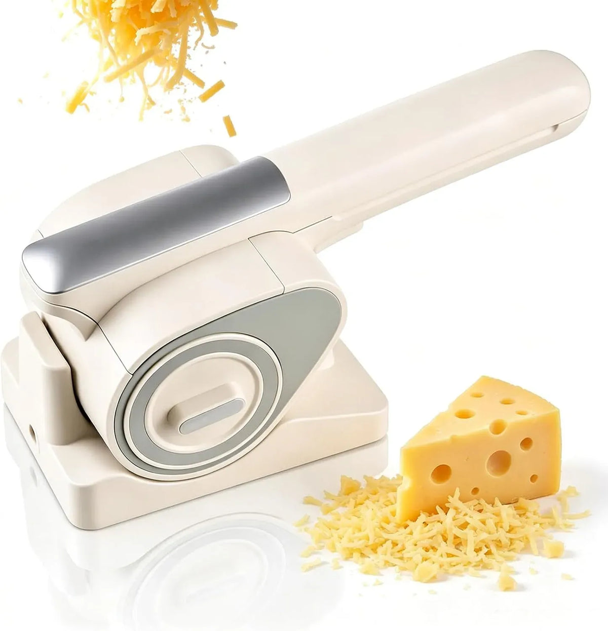 Râpe à fromage électrique, rechargeable équipé de 2 lames interchangeables, facile à nettoyer à main pour fromage, 2 kg/charge complète, noix