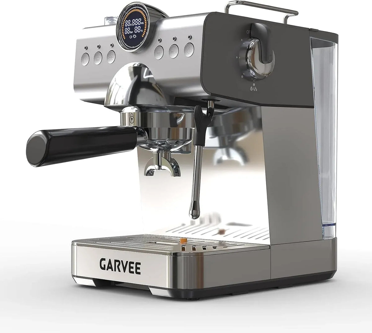 Mousseur à lait, 1,5 L, émulsionneur à lait, grand réservoir, gris, Machine à expresso compacte 20 bars avec porte-filtre, cappuccino