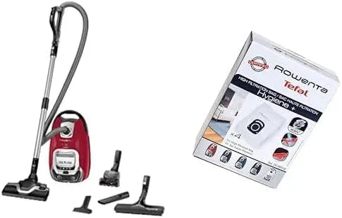 Rowenta Aspirateur, 4,5 L, hygiène, silencieux, Capacité 4,5 L & Lot de 4 Sacs Hygiène+, Power XXL