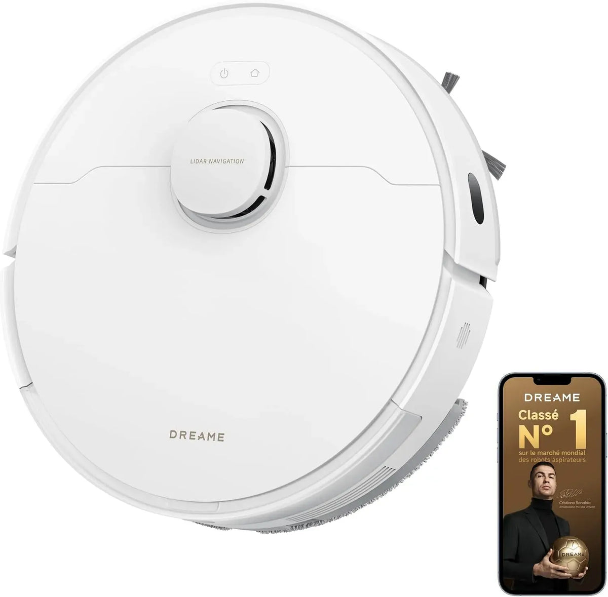 Robot aspirateur D20, application, Contrôle par application et voix, 13 000 Pa, Batterie 5 200 mAh, Aspirateur et laveur 2 en 1, Navigation LDS