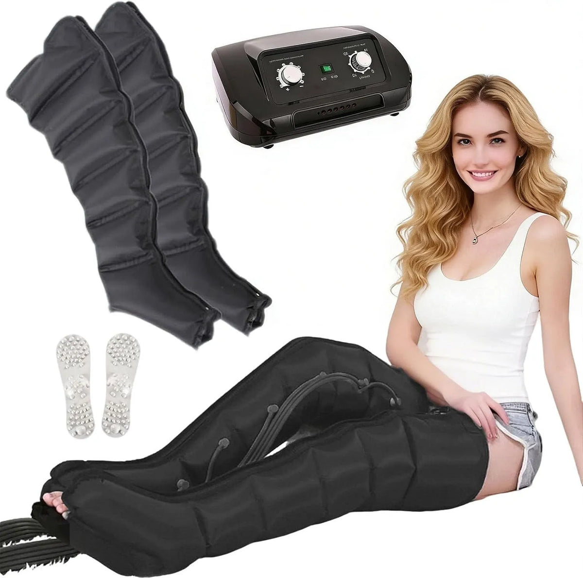 appareil de pressothérapie pour les jambes, Masseur, noir, pour Jambes/Bras/Taille