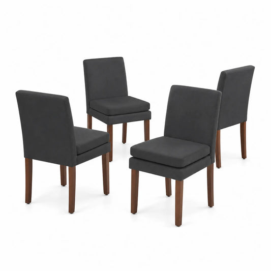 Lot de 4 chaises de salle à manger en tissu avec pieds en bois