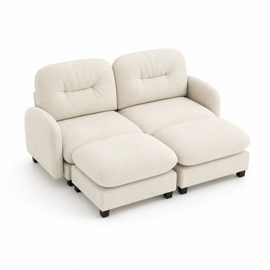 Canapé modulable 2 places tissu Blanc Crème