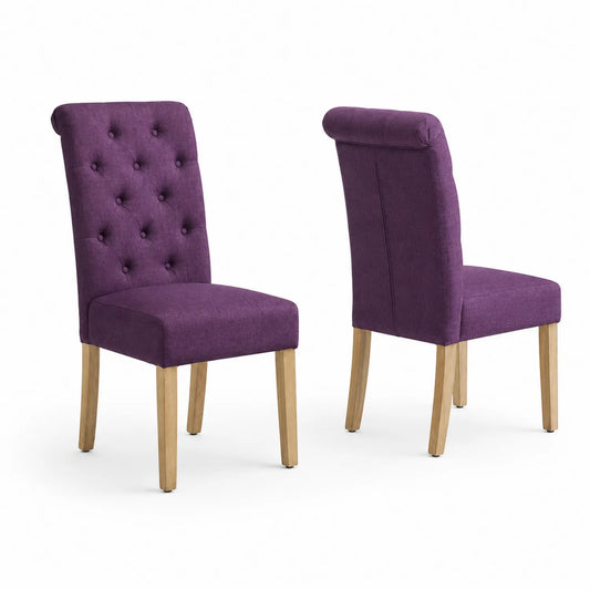 Chaise en bois et tissu violet