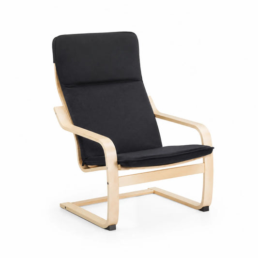 Chaise de salon en bois et tissu noir