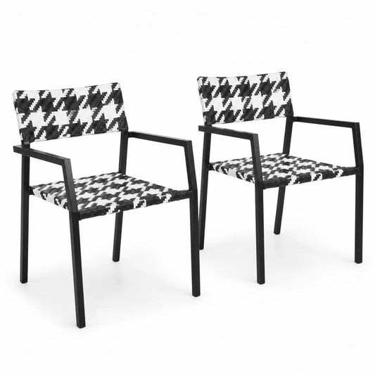 Ensemble de 2 chaises en aluminium et corde Noir/Blanc