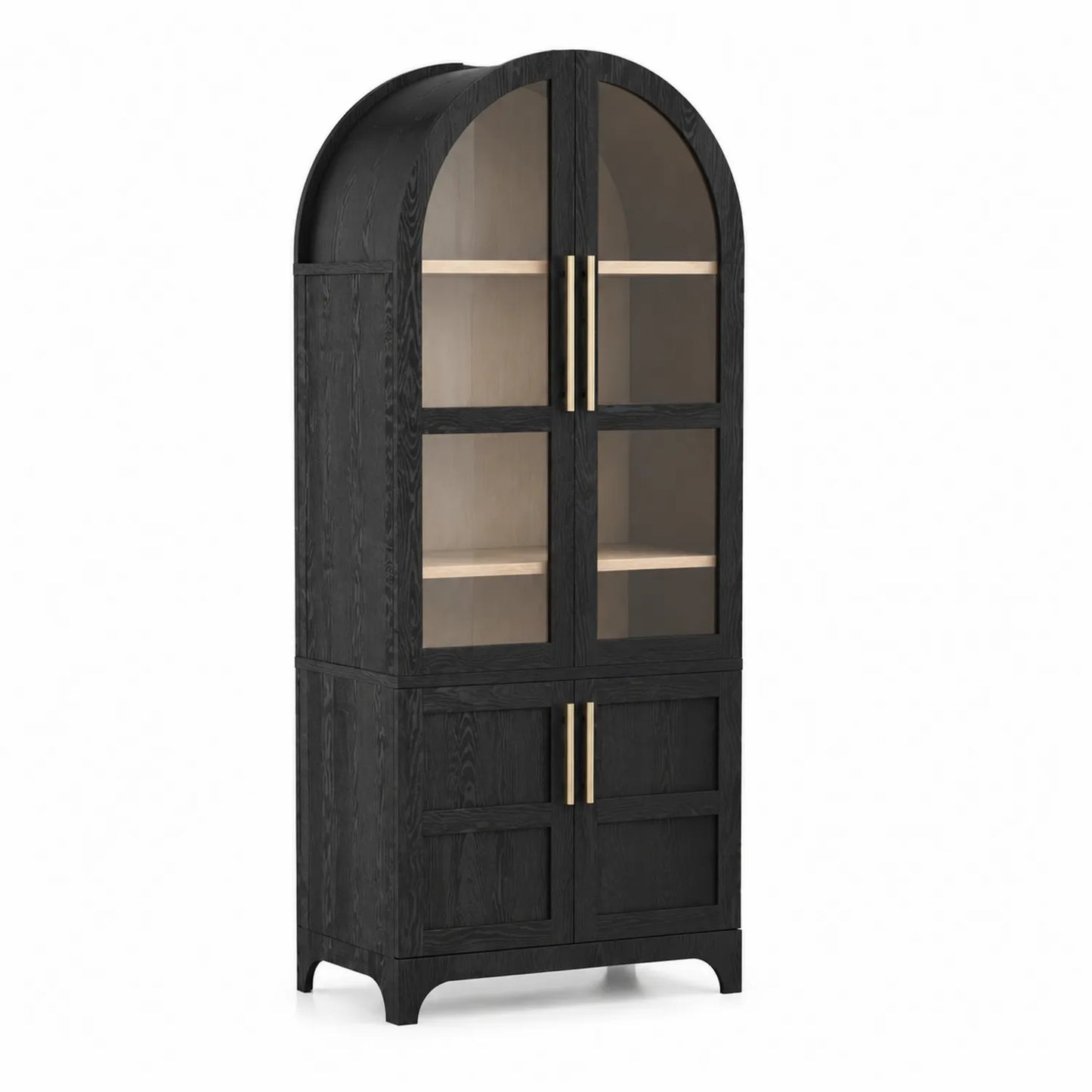 Armoire en Bois avec Portes en Verre Trempé Noir