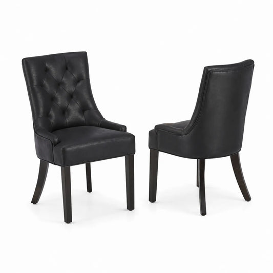Paire de chaises en cuir synthétique noir