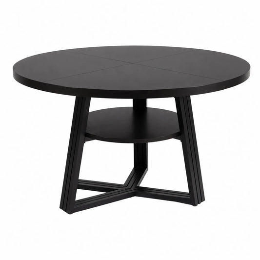 Table ronde en MDF et métal noir 120 cm