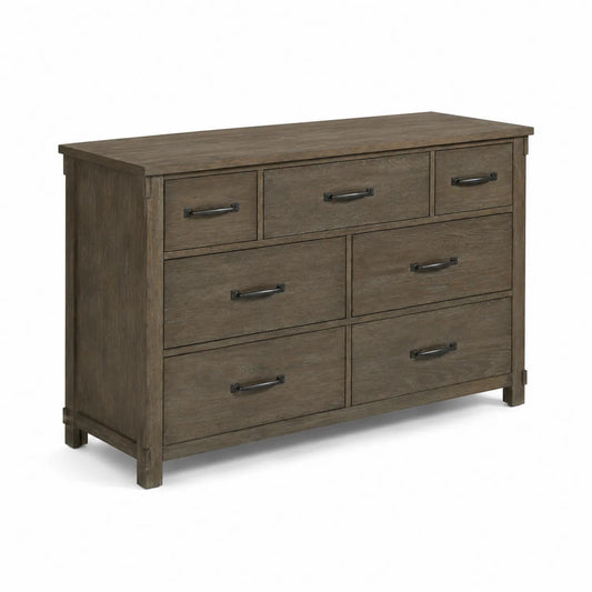 Commode en Bois Marron 7 Tiroirs 120x45x80cm