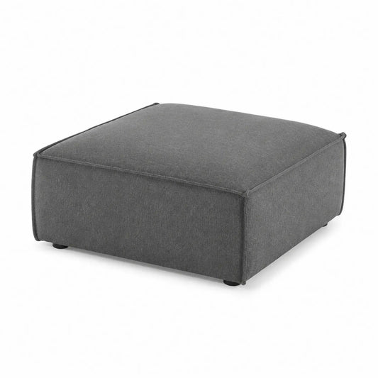 Pouf carré en tissu gris