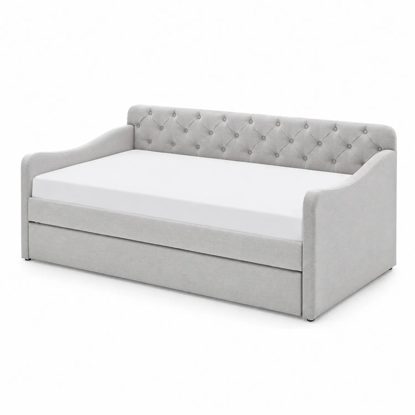 Lit gigogne en bois et tissu Gris 200x90 cm
