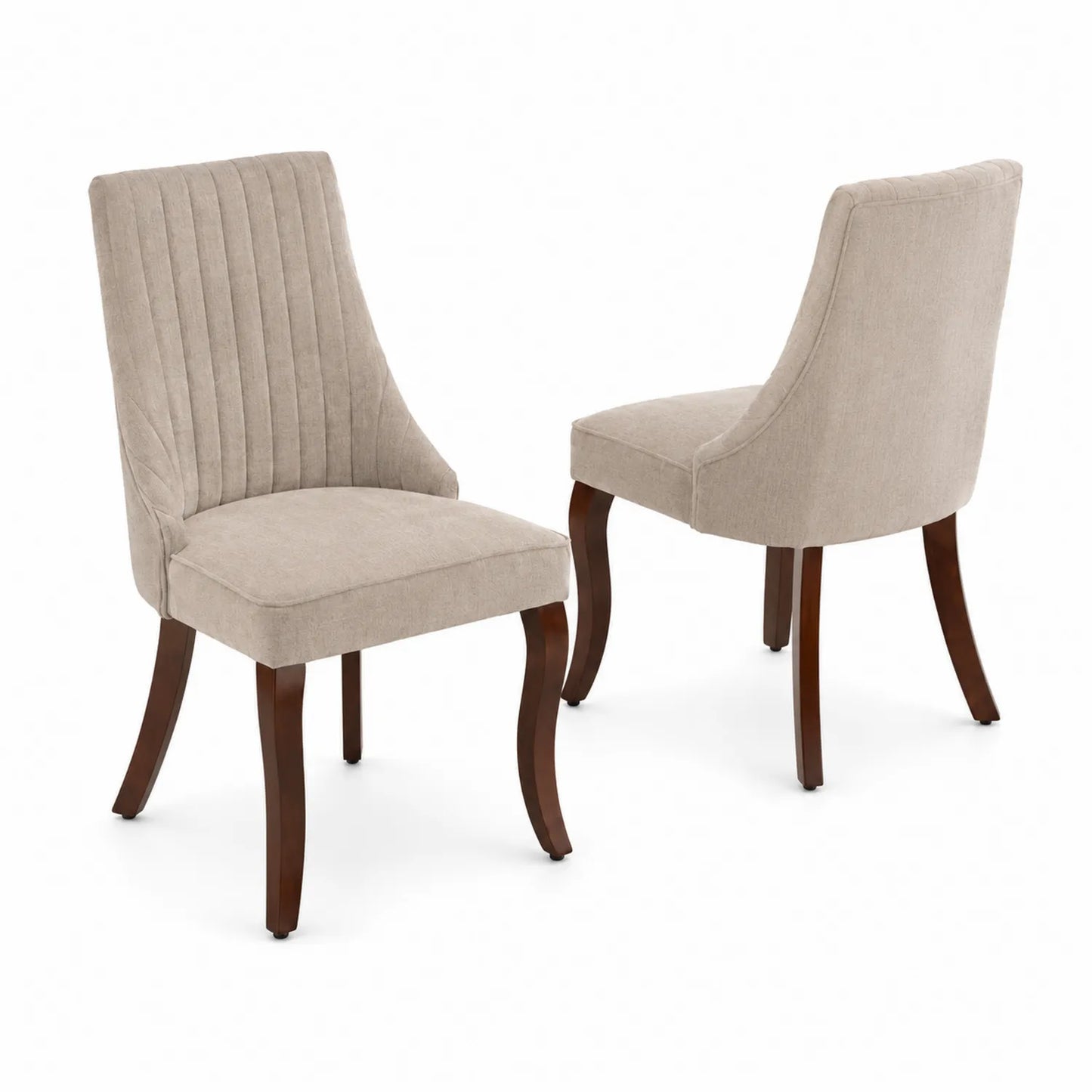 Chaises en tissu avec pieds en bois, lot de 2, Beige