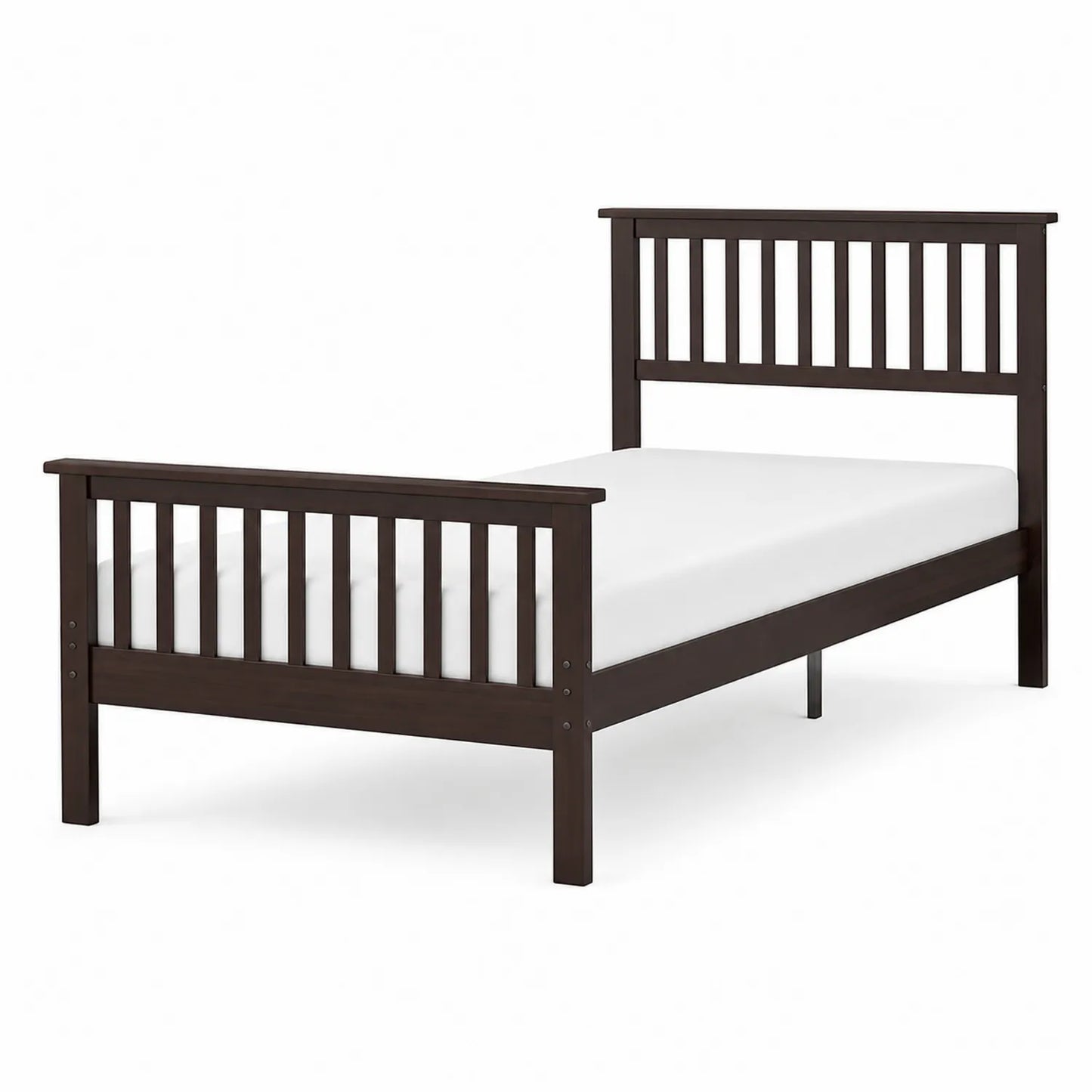 Lit simple en bois massif marron 200x90 cm