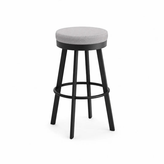 Tabouret en métal noir et tissu gris