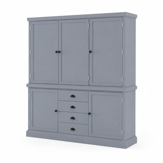 Buffet de cuisine en bois avec portes et tiroirs Gris clair 200x45x210 cm