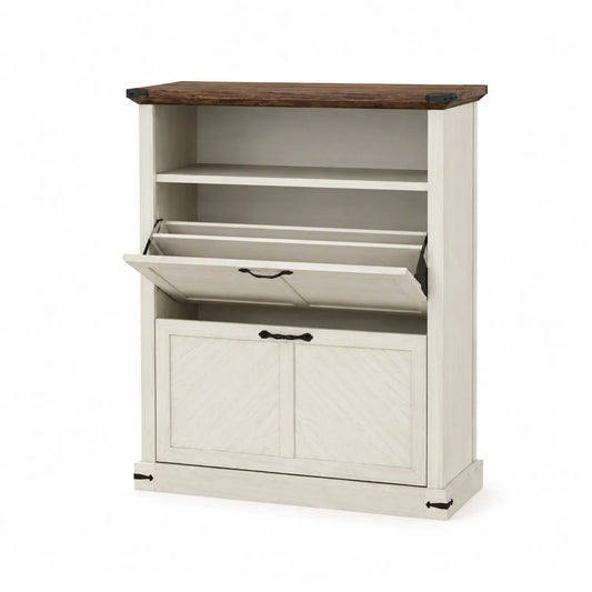 Armoire à chaussures en bois avec portes rabattables