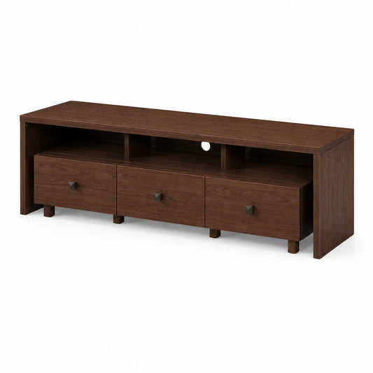 Meuble TV en Bois avec Tiroirs Marron 150x40x50cm