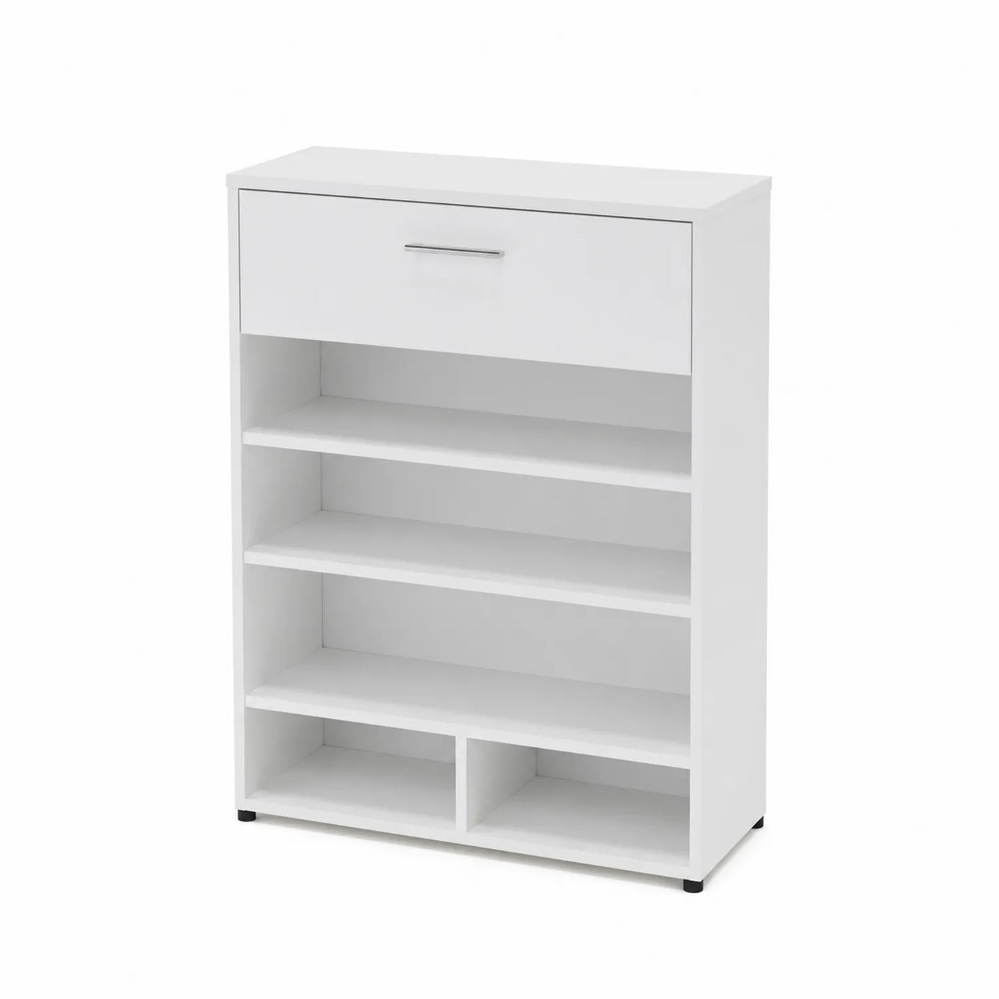 Meuble à Chaussures en Bois Blanc avec Étagères et Tiroir