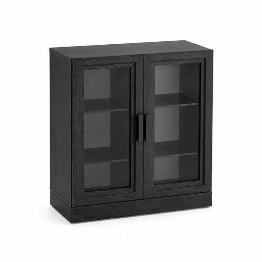 Buffet Noir avec Portes en Verre