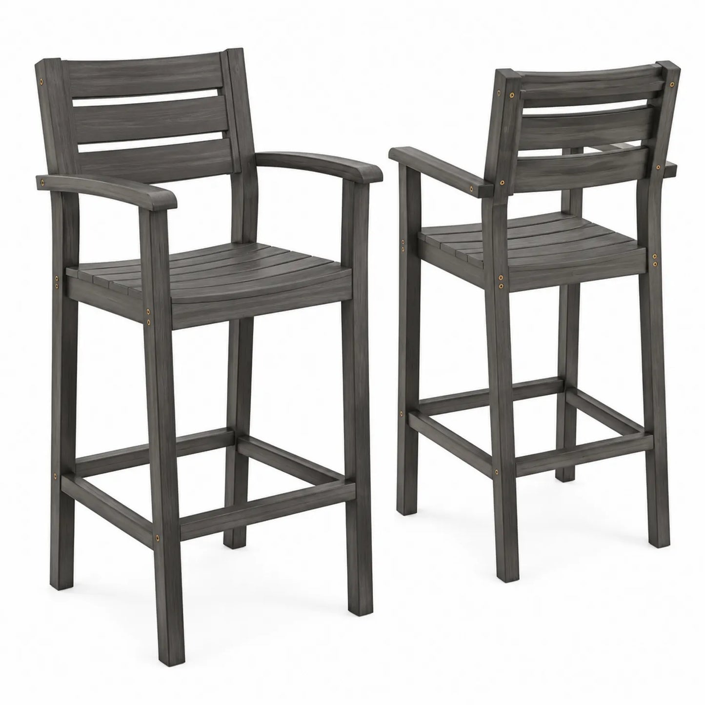 Ensemble de 2 chaises de bar en bois gris