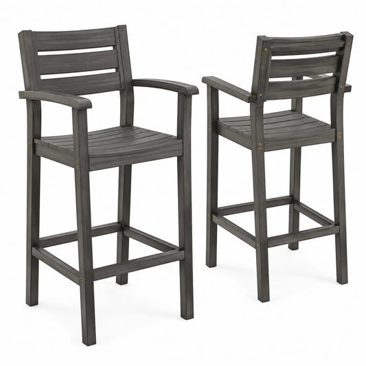 Ensemble de 2 chaises de bar en bois gris