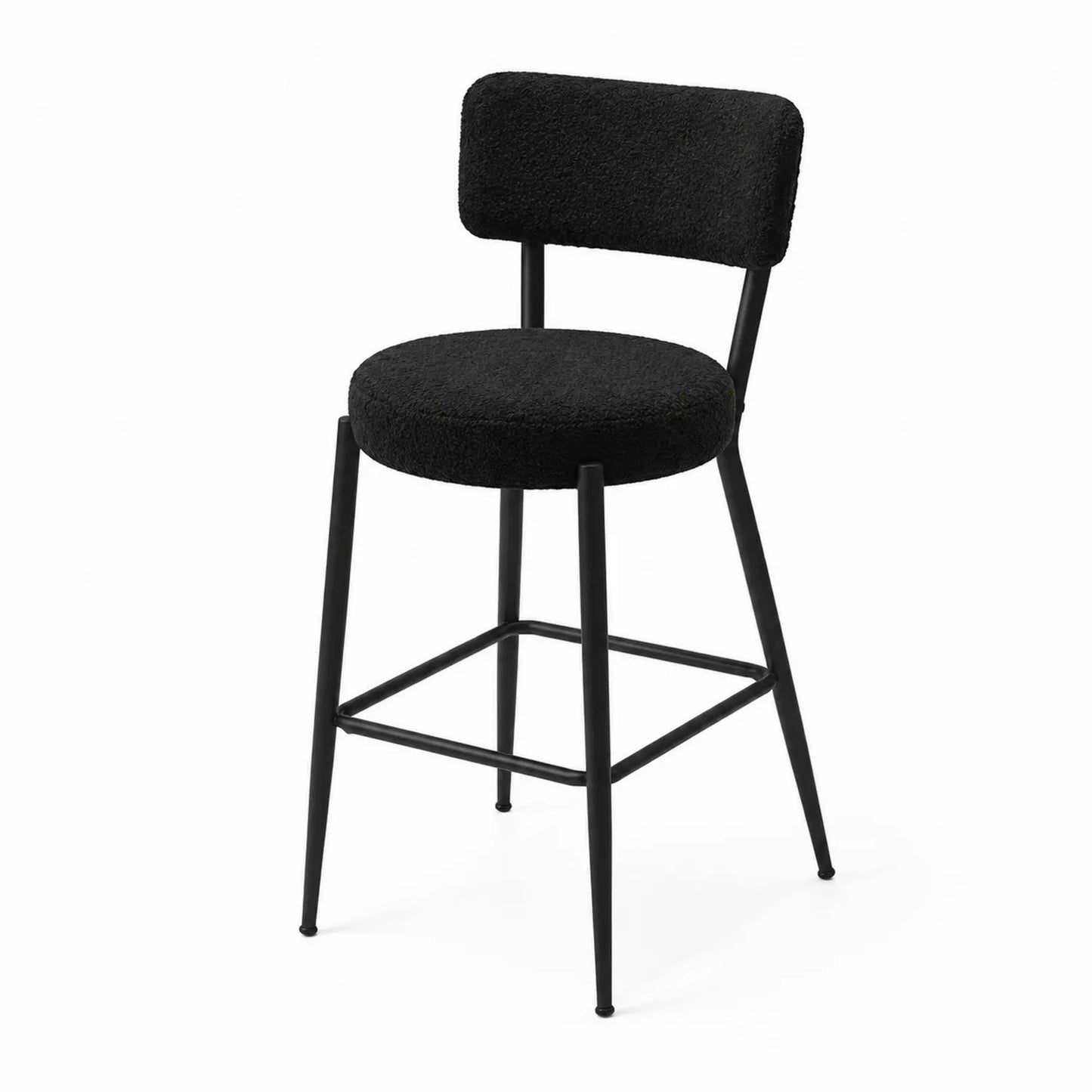 Tabouret de bar en polyester noir avec pieds en métal