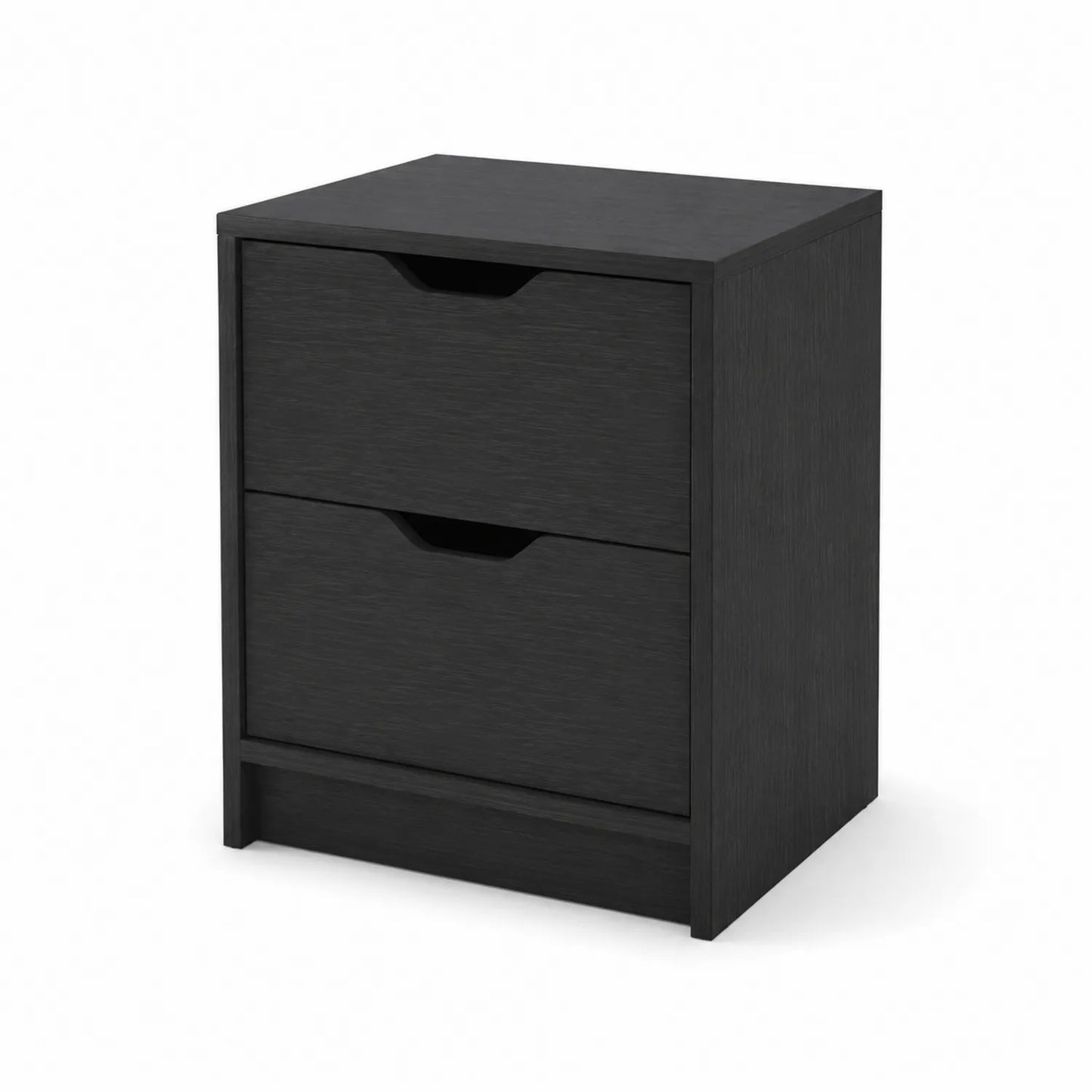 Table de chevet à deux tiroirs en MDF noir 40x30x50cm