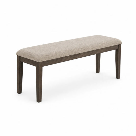 Banc en bois avec assise en tissu de polyester beige
