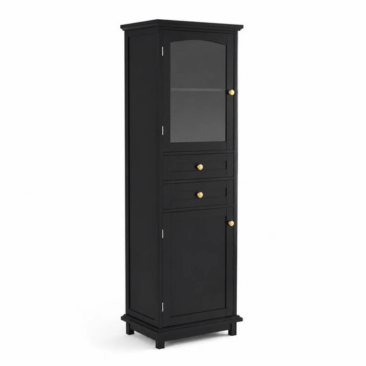Armoire en bois et verre noir 180x60x40 cm