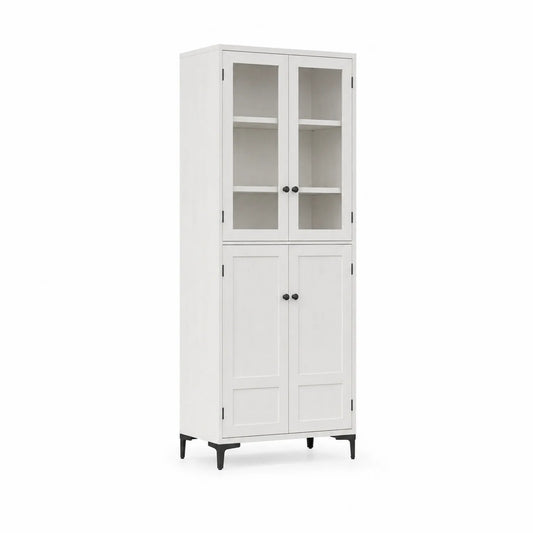 Armoire de cuisine en bois avec portes vitrées 180 cm