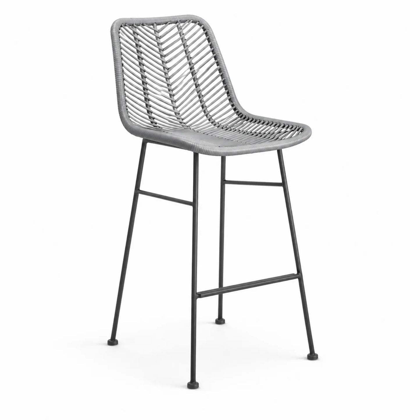 Chaise de bar en rotin gris avec structure en métal 100 cm