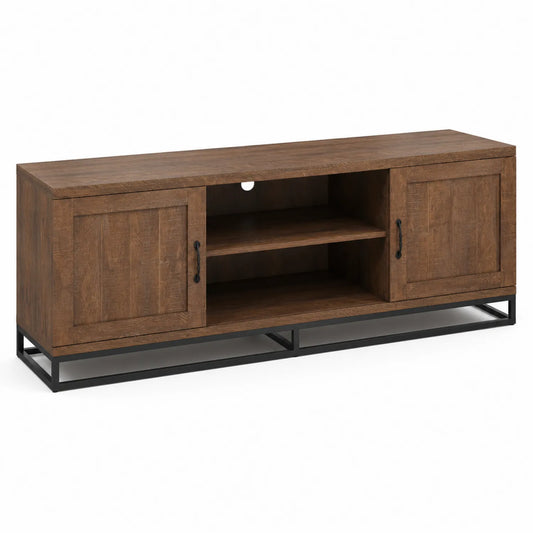 Meuble TV en bois et métal marron 150x40x55 cm