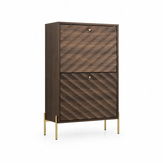 Armoire en bois avec pieds en métal doré
