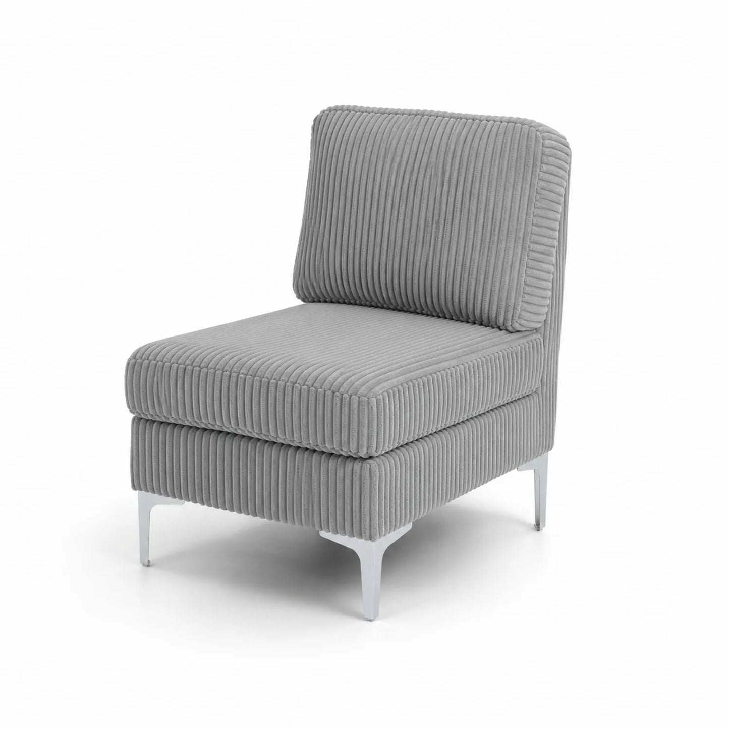 Chaise d'appoint en velours côtelé gris avec pieds en métal