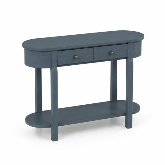 Table console en bois avec tiroirs - Bleu